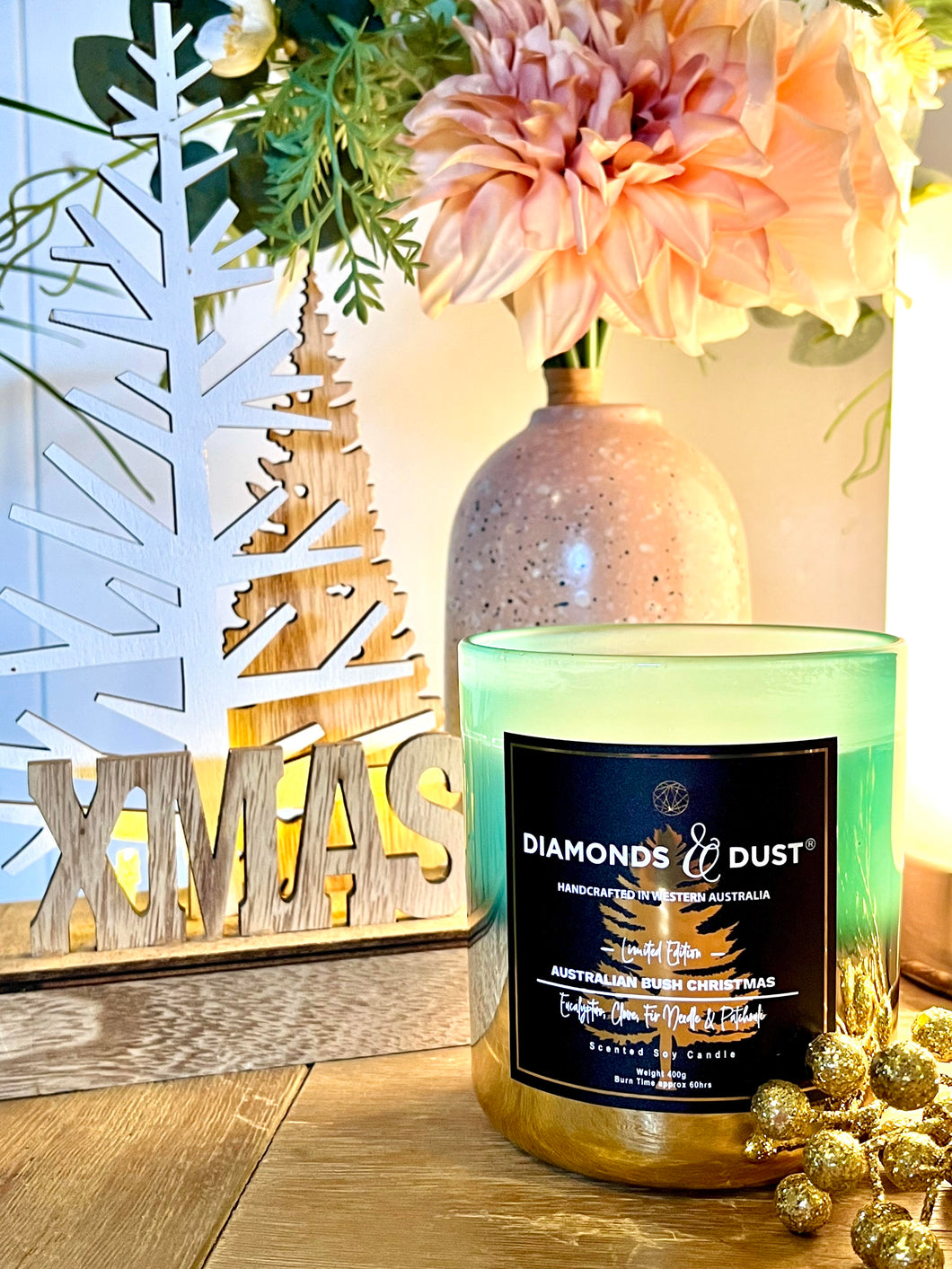 Australian Bush Christmas | 2023 Ombre Gold & Teal Candle