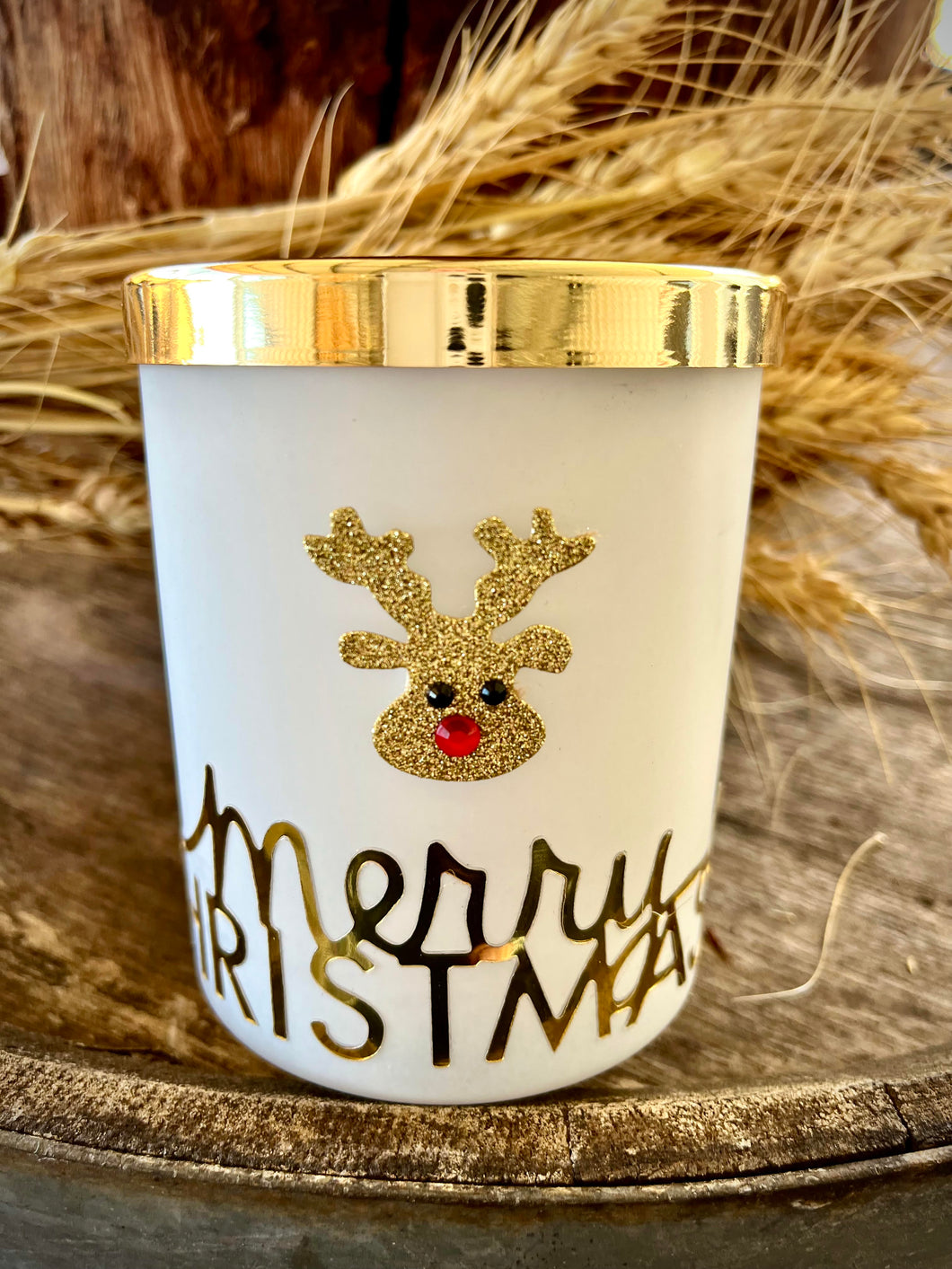 Gold Club Reindeer Candle - Frosted Cranberry