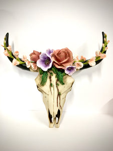 Floral Cow Skull 30cm